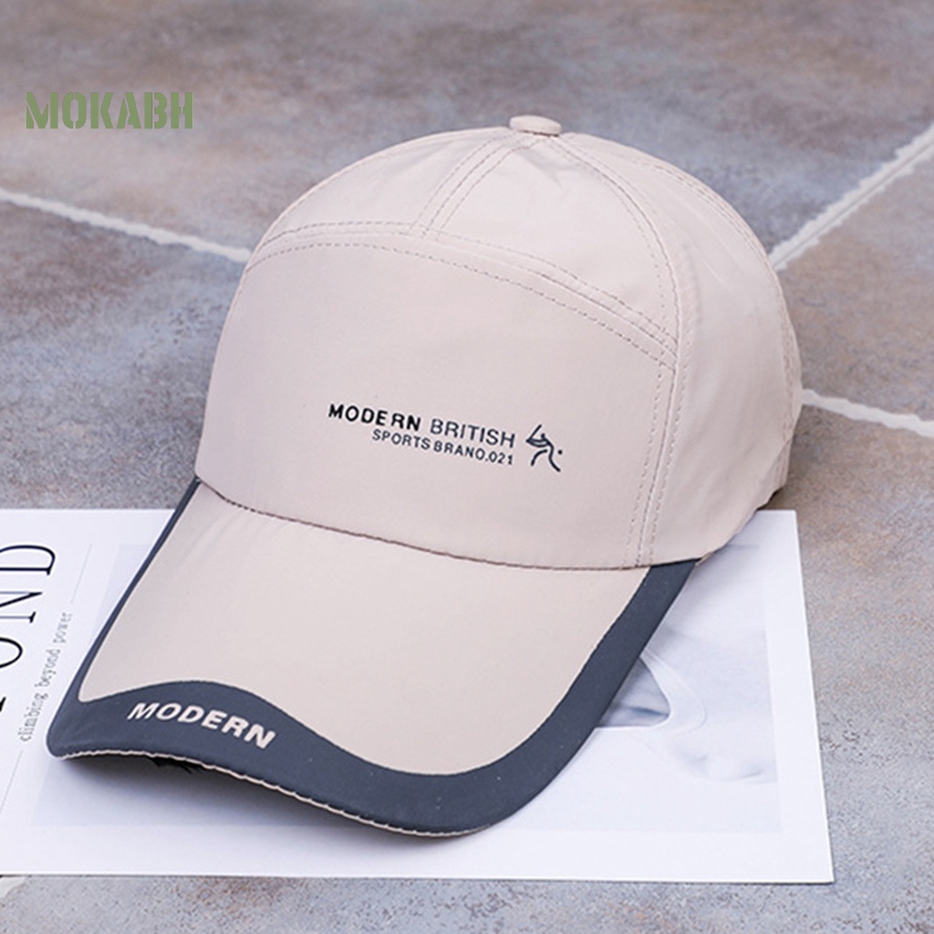 [Mok Abh] Mũ Lưỡi Trai Unisex Bằng Vải Khô Nhanh In Chữ Cái Thoải Mái Có Thể Điều Chỉnh