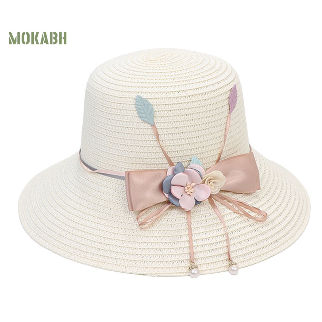 Nón Cối Rộng Vành Phối Ruy Băng Đính Nơ Thời Trang Mùa Hè Cho Nữ