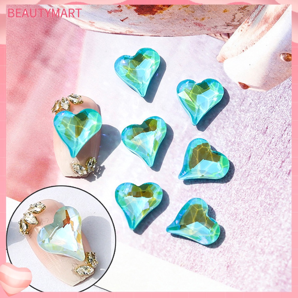 Bộ 10 Hạt Đá Hình Trái Tim Trang Trí Móng Tay DIY