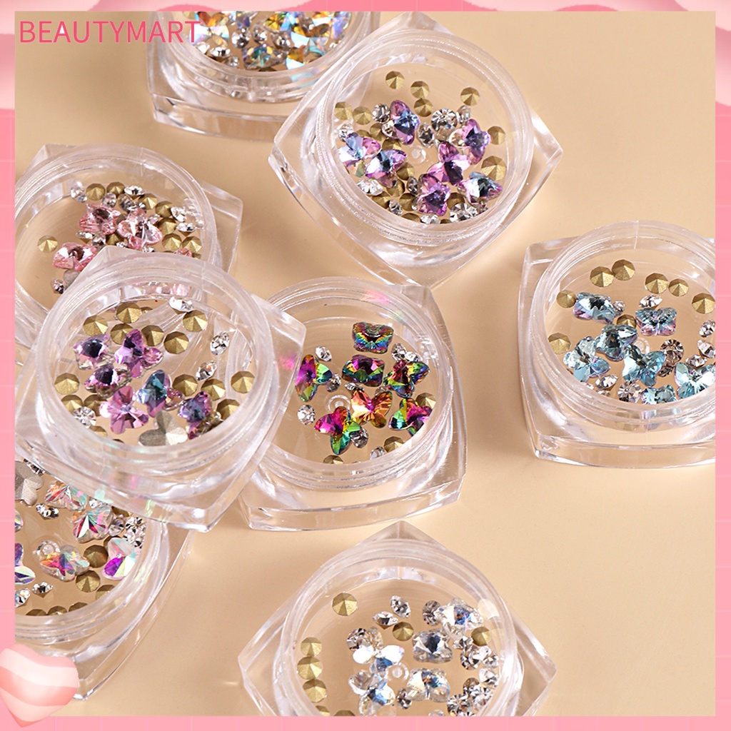 [beautymart] Phụ Kiện Trang Trí Móng Tay Mặt Kính Lấp Lánh Nhiều Màu Sắc DIY