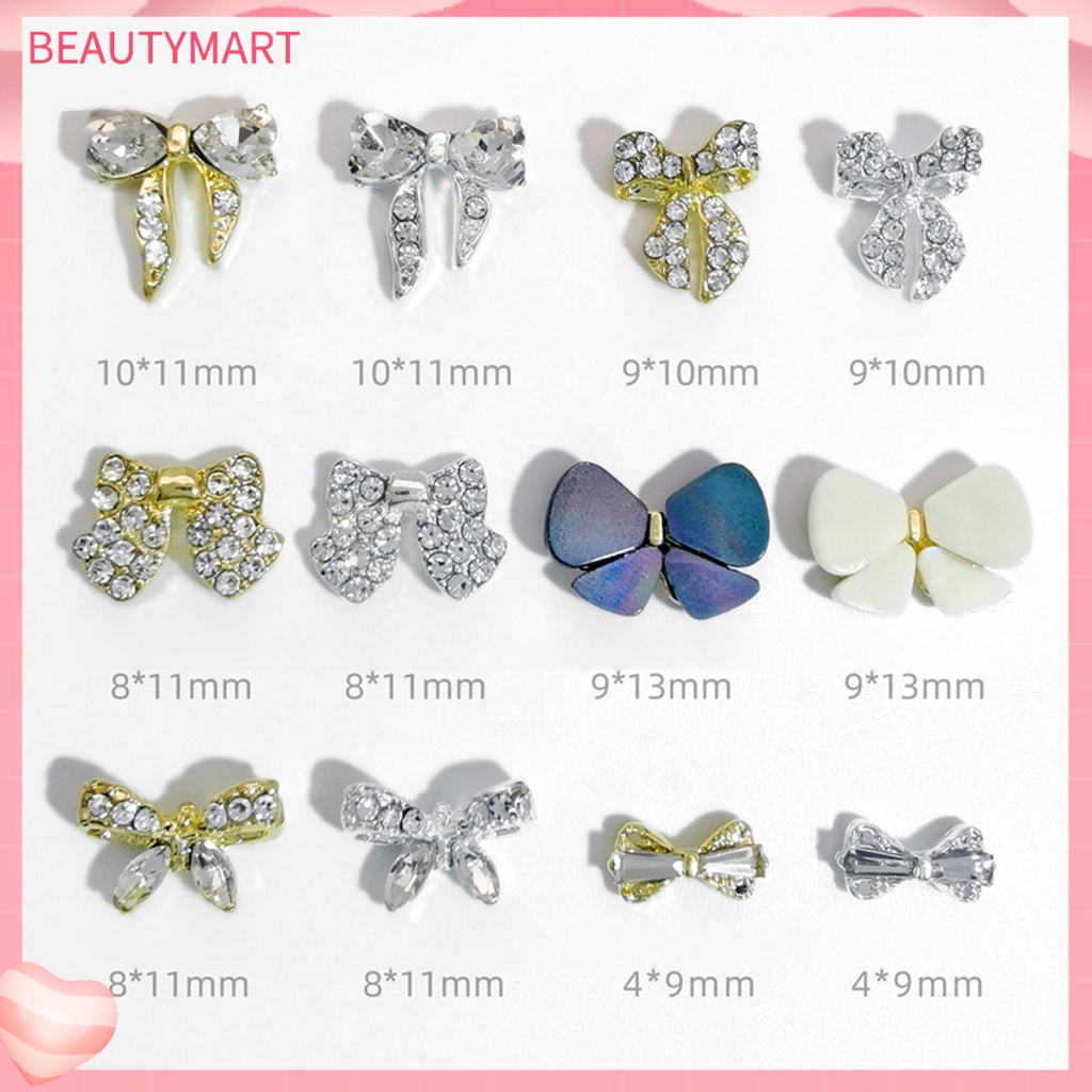 Bộ 10 Phụ Kiện Trang Trí Móng Tay Hình Nơ Bằng Hợp Kim Chống Rỉ Sét Màu Sắc Tươi Sáng