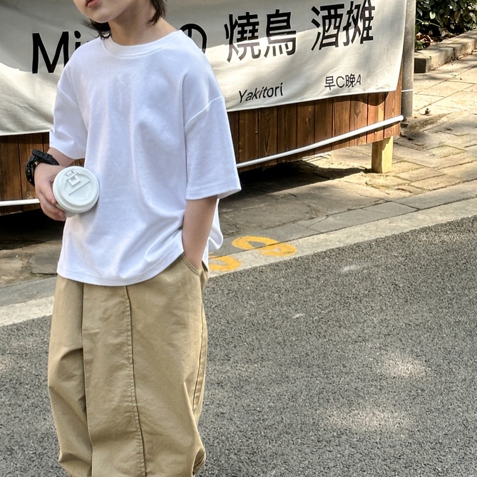 Áo Thun 100% cotton Tay Ngắn Màu Trơn Dành Cho Bé Trai