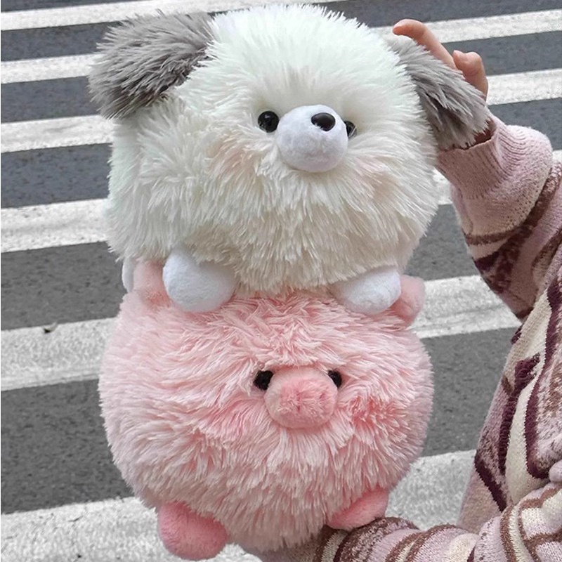 Thú Nhồi Bông Hình Cún / Heo Tròn Mềm Mại Dễ Thương Dùng Làm Quà Tặng