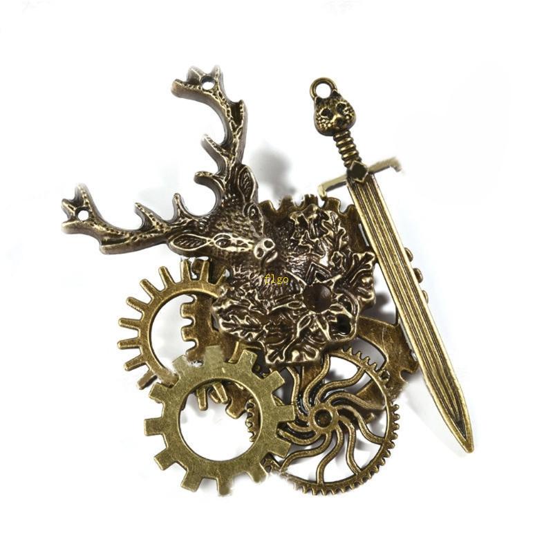 Ghim Cài Áo Hình Bánh Răng Steampunk Và Đầu Động Vật Độc Đáo
