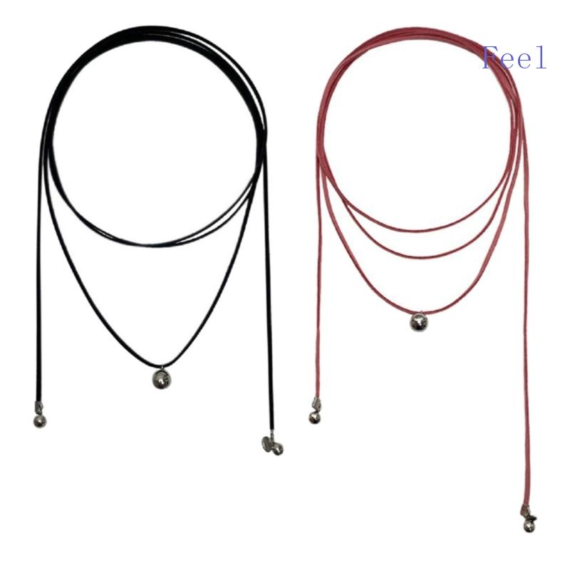 Vòng Cổ Choker Dây Dài Đính Hạt Tròn Phong Cách Gothic Punk Hàn Quốc Cho Nữ