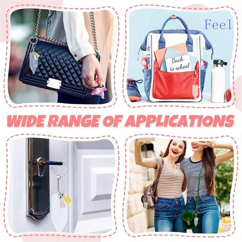 Bộ Móc Khóa Dạng Bút Chì Bằng Acrylic Trong Suốt Đính Tua Rua Xinh Xắn