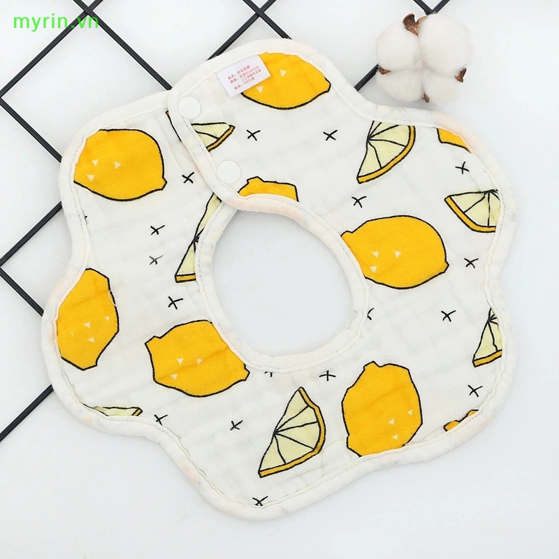 1 Yếm Ăn Cotton 6 Lớp Họa Tiết Hoa Xinh Xắn Cho Bé