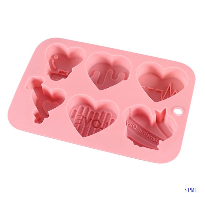 Khuôn Làm Nến / Xà Phòng 6 Ngăn Hình Trái Tim Bằng Silicone DIY