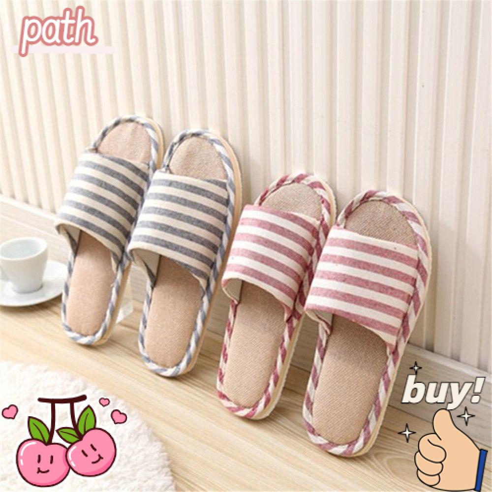 Dép Cotton Đi Trong Nhà Đế Mềm Họa Tiết Kẻ Sọc Dành Cho Nam Và Nữ