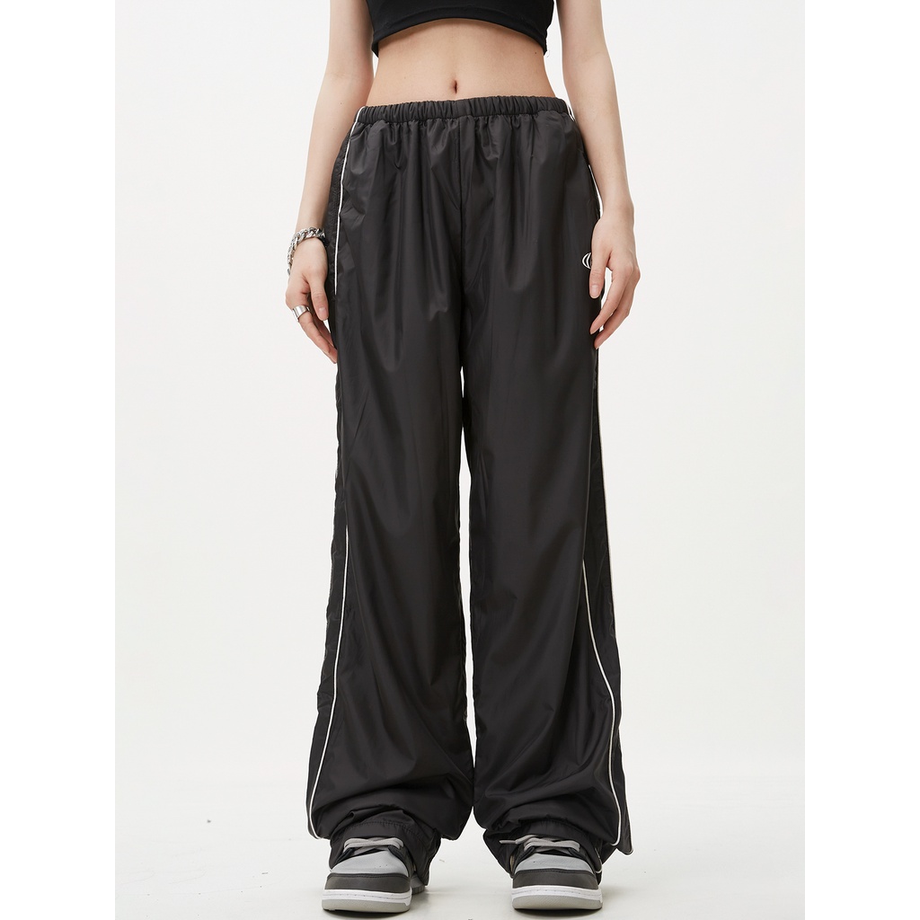 Mr Bense Quần Dù Thể Thao Dáng Rộng Họa Tiết Kẻ Sọc Phong Cách Đường Phố Mỹ