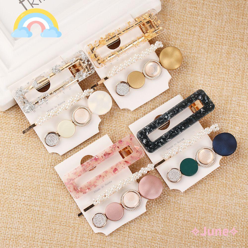 JUNE 3 Cái / Bộ. Kẹp Tóc Họa Tiết Hình Học Mới