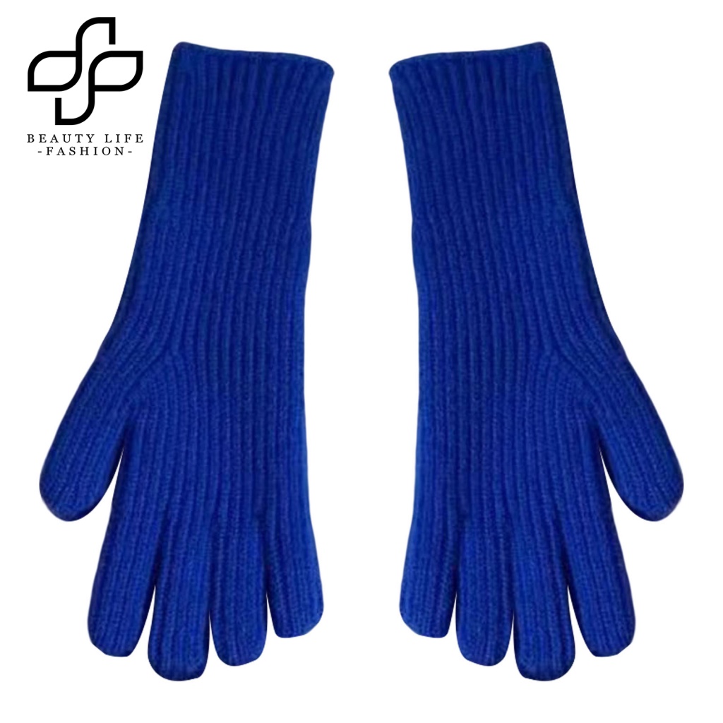 1 Đôi Găng Tay Dệt Kim 2 Ngón Co Giãn Mềm Mại Màu Trơn Giữ Ấm Mùa Đông Cho Nữ