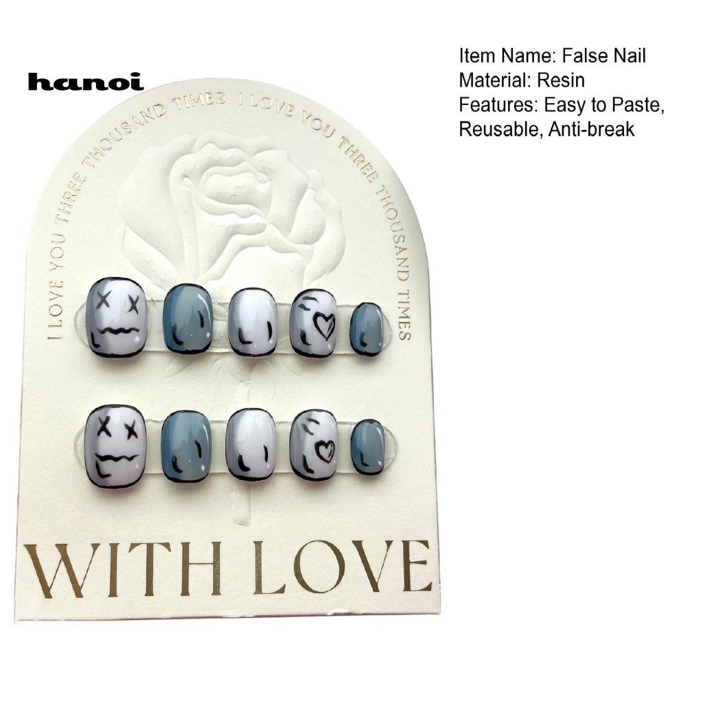 Bộ 10 Móng Tay Giả Có Độ Bóng Cao Che Phủ Cao Hình Chú Chó Dễ Thương