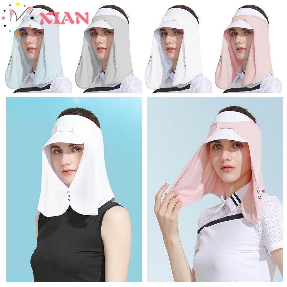 Xiantin Mũ Xô Che Nắng Bằng Lụa Lạnh Thoáng Khí Bảo Vệ Mặt Cổ Khi Chơi Thể Thao Ngoài Trời