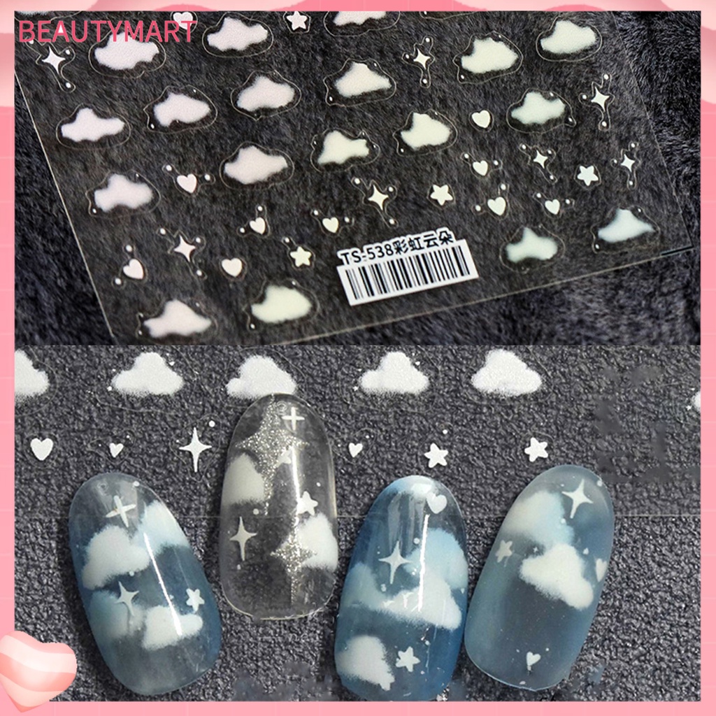 Miếng Dán Trang Trí Móng Tay Hình Đám Mây Nhiều Màu Siêu Mỏng
