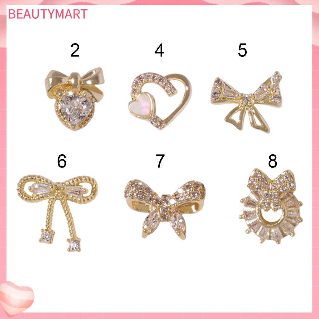 Phụ Kiện Trang Trí Móng Tay 3D Hình Nơ / Trái Tim / Gấu Bằng Hợp Kim DIY