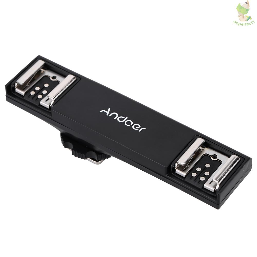 Andoer Dual Hot Shoe Flash Speedlite Light Bracket Splitter for  7DII 70D 5DR 5DRS 5DIII 6D  DSLR Camera Camcorder   Came-6.5