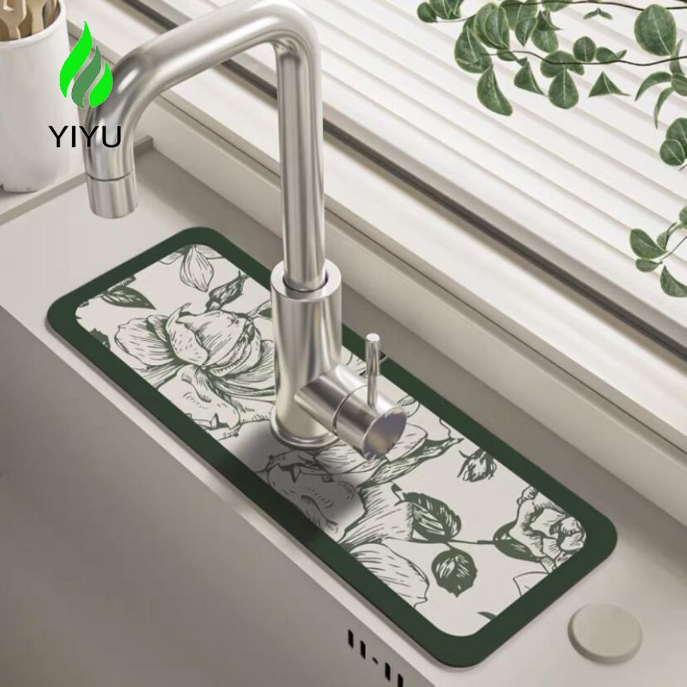 YIYU Tyrler1 Thảm Lót Vòi Nước Chống Trượt In Họa Tiết Phong Cách Châu Âu Cho Nhà Bếp / Phòng Tắm