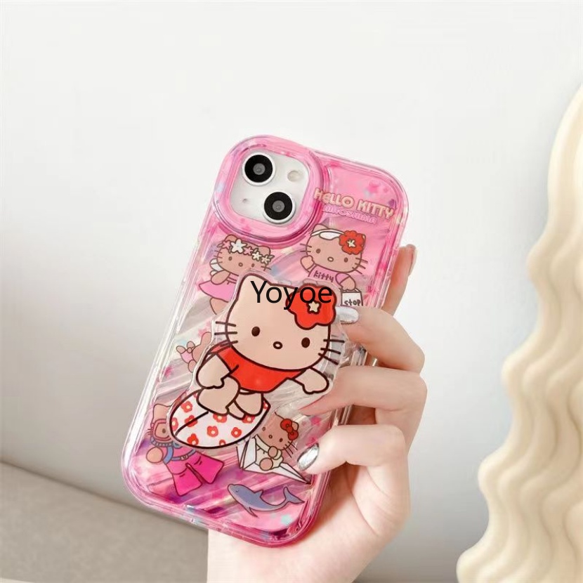 Ốp Điện Thoại Màu Hồng Gradient Hình Mèo KT Cho iPhone 11 13 14 Pro Max 12 Pro XS Max XR X 8 7 14 Plus SE