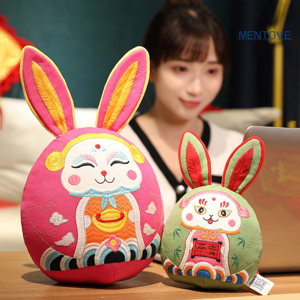 Thú Nhồi Bông Hình Thỏ Phong Cách Trung Hoa Dễ Thương Dùng Trang Trí Xe Hơi