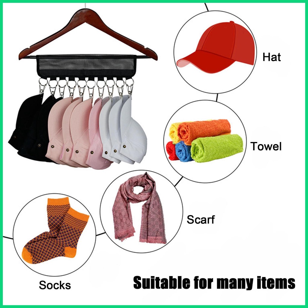 Giá Đỡ Đa Năng Kèm 10 Kẹp Lớn Tiện Dụng Cho Tủ Quần Áo / Mũ