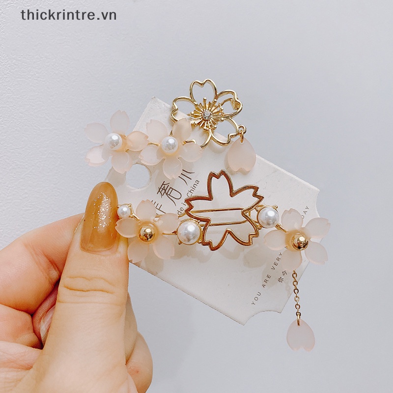 Kẹp Tóc Hoa Anh Đào Ngọt Ngào Bằng Acrylic Và Kim Loại