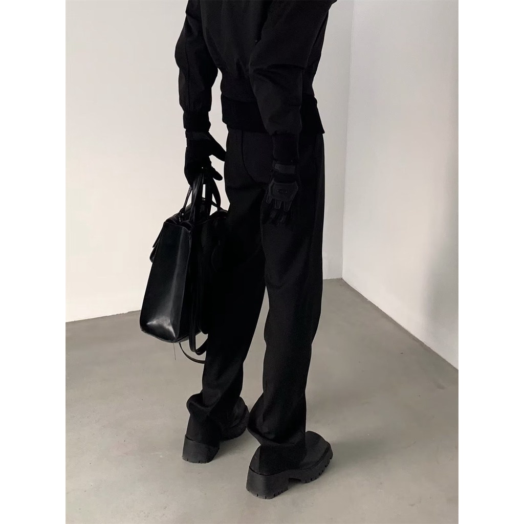 Niche Quần Dài Ống Loe Xẻ Tà Đường Phố Cao Cấp Cảm Giác Xếp Chồng Lên Nhau Cao Cấp Cho Nam