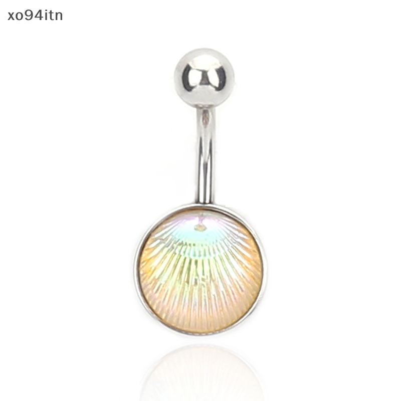 Khuyên Rốn Tròn Bằng Thép Không Gỉ Đính Vỏ Sò Nhiều Màu Thời Trang