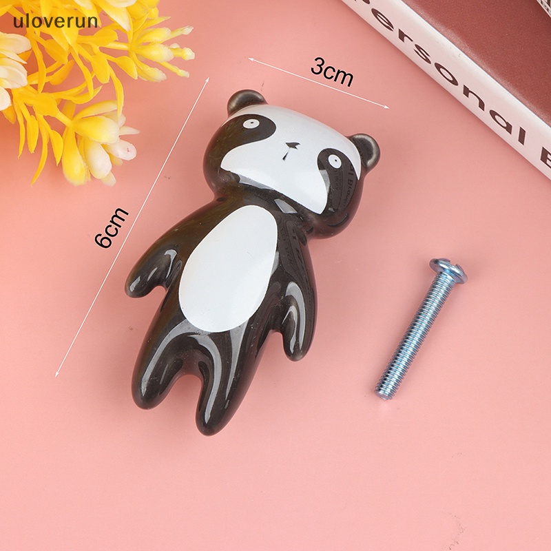 Uloverun Tay Nắm Ngăn Kéo Tủ Một Lỗ Bằng Gốm Hình Động Vật Hoạt Hình Dễ Thương vn