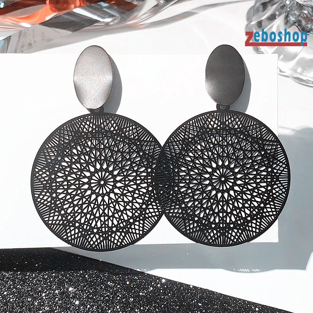 1 Đôi Khuyên Tai Hợp Kim Tròn Rỗng Họa Tiết Thời Trang Cho Nữ