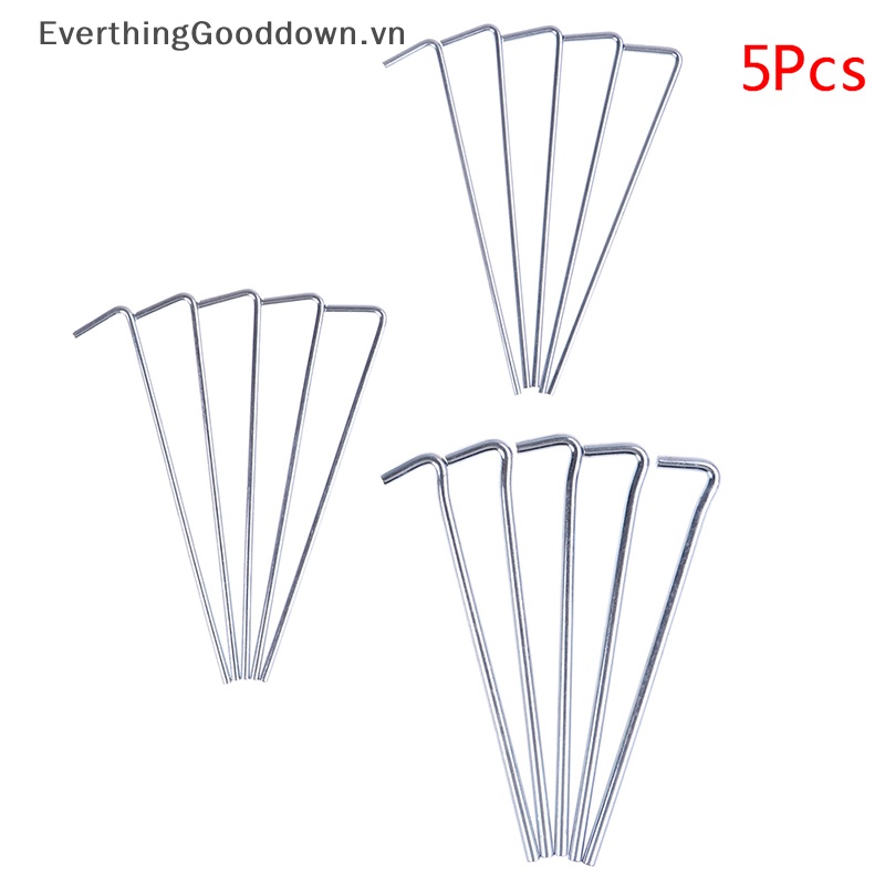Everthinggooddown Bộ 5 Cọc Kim Loại Cứng Cắm Lều Cắm Trại Chịu Được Sức Nặng