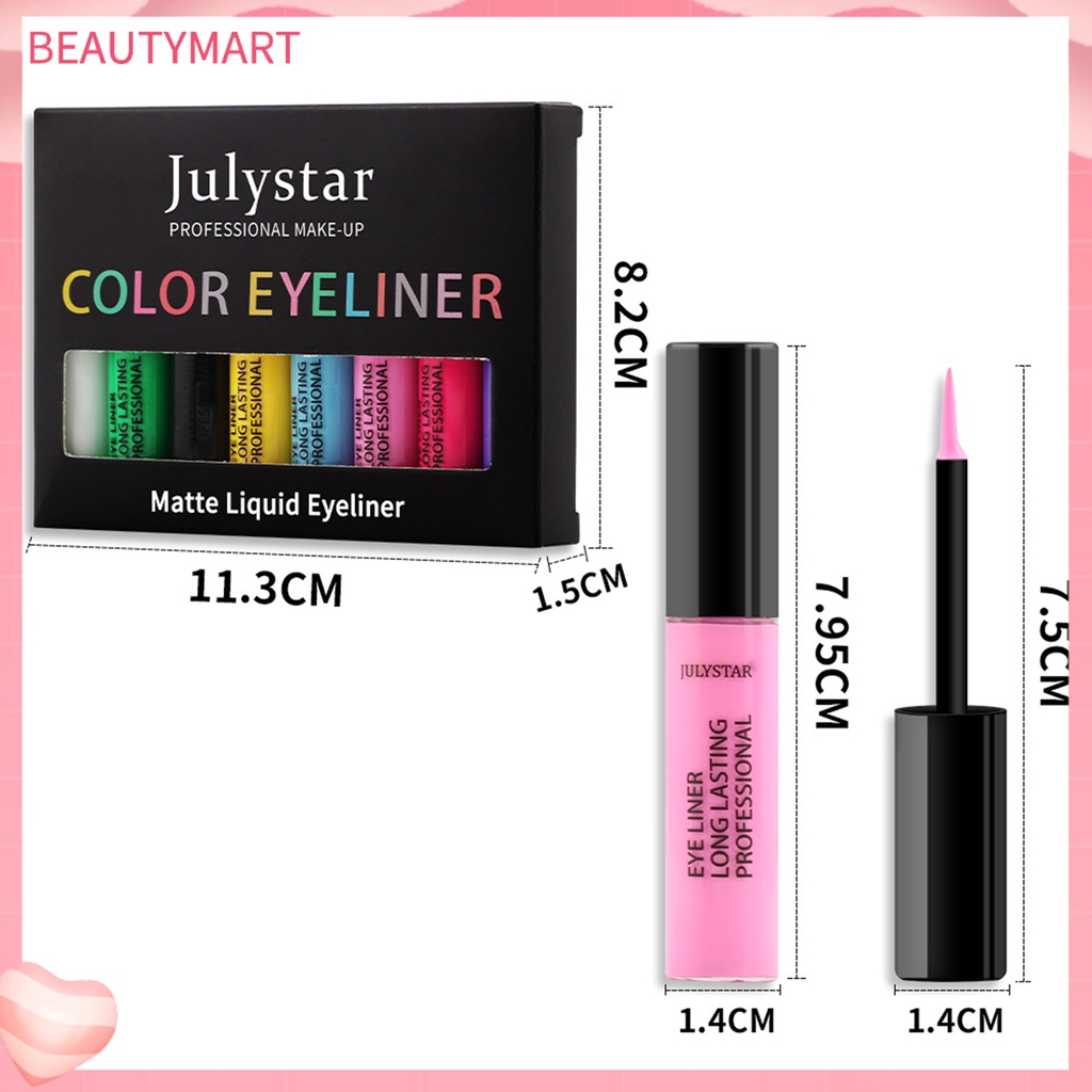 Set 8 Bút Kẻ Mắt Dạng Lỏng 2.5ml Màu Sắc Tự Nhiên Không Phai Màu