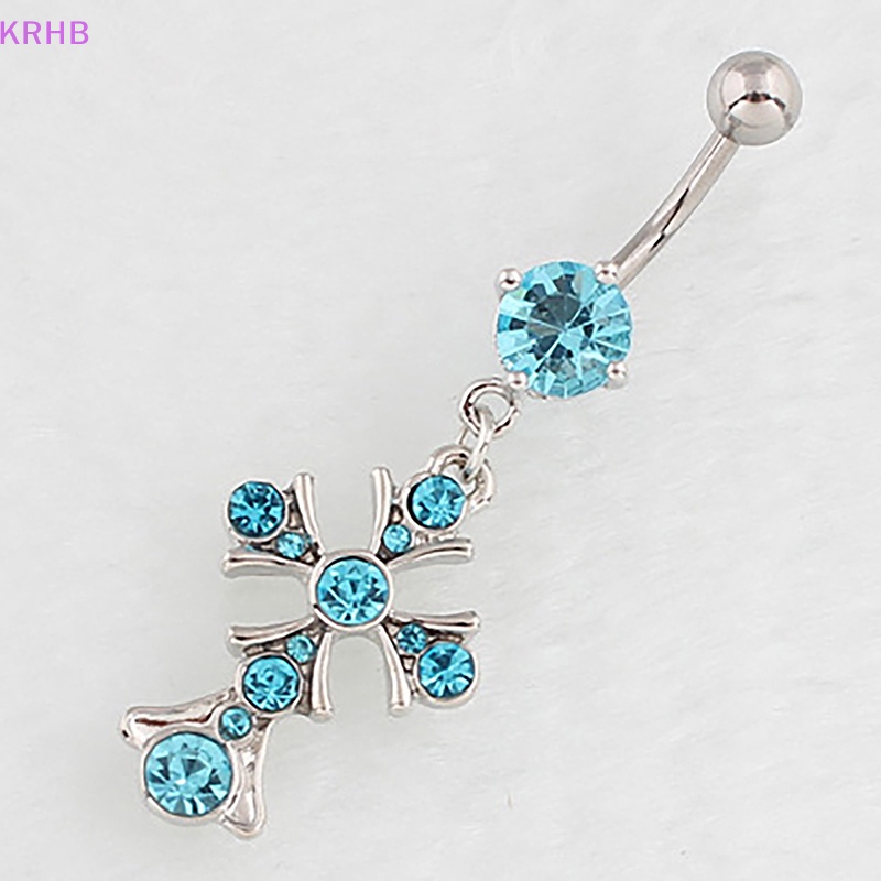 Khuyên Rốn Bằng Thép Không Gỉ Đính Đá Hình Chữ Thập Sáng Tạo Mới