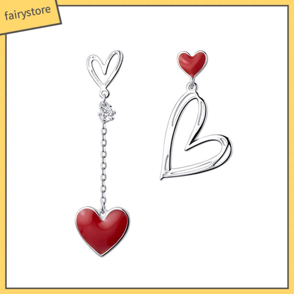 1 Đôi Bông Tai Hình Trái Tim Rỗng Đính Đá Zircon Dành Cho Nữ