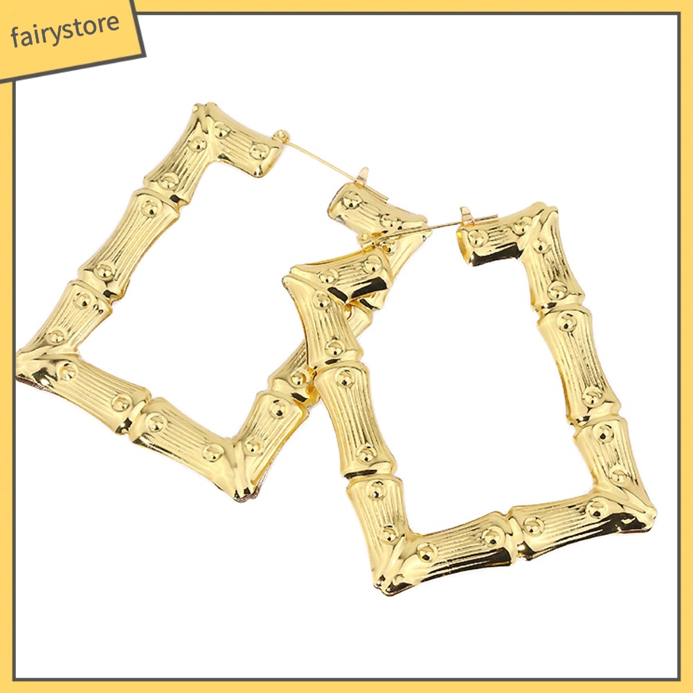 Bông Tai Hình Tròn / Vuông / Ngôi Sao / Trái Tim Dập Nổi Bằng Tre Thời Trang Cho Nữ