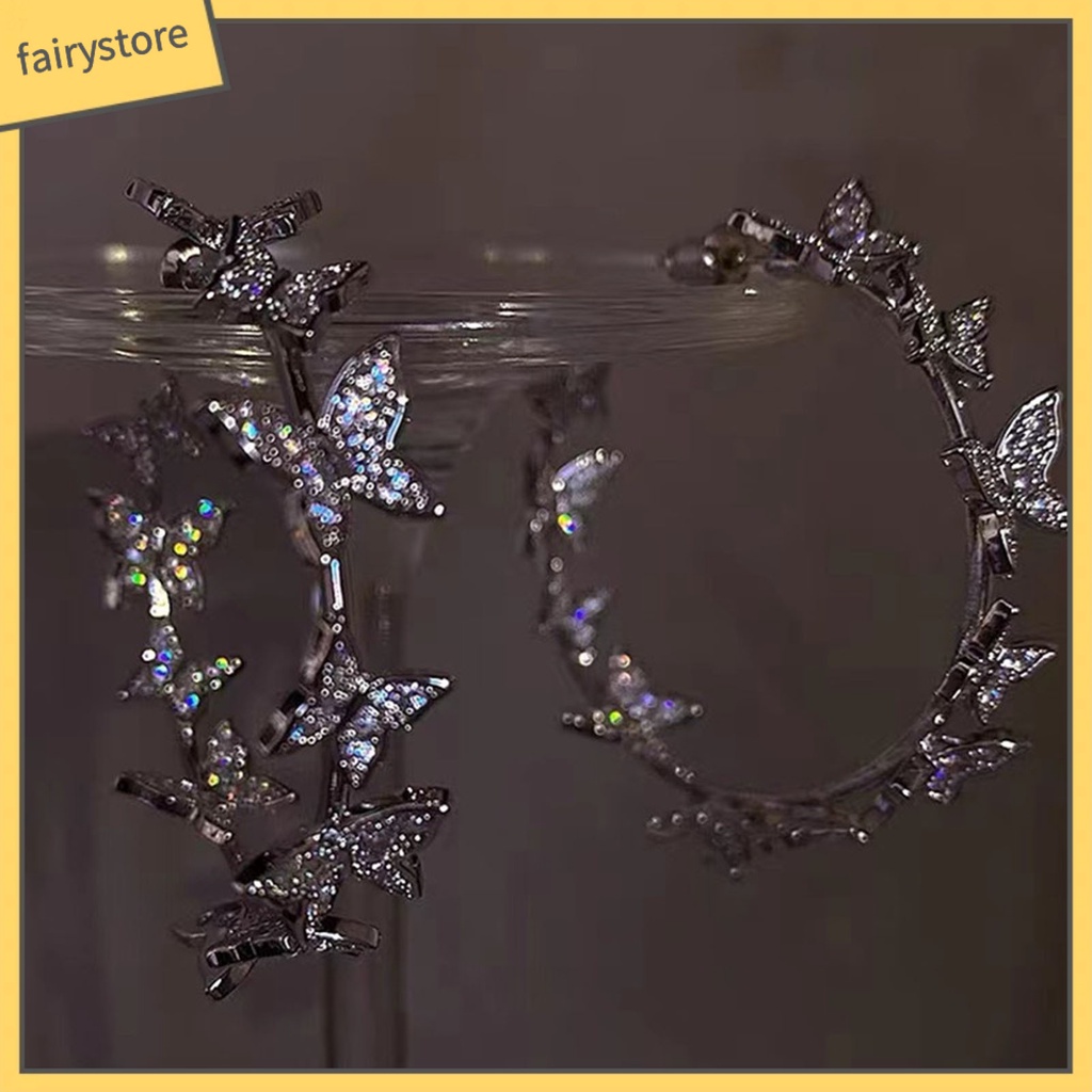 1 Đôi Bông Tai Tròn Đính Đá Thời Trang Dành Cho Nữ