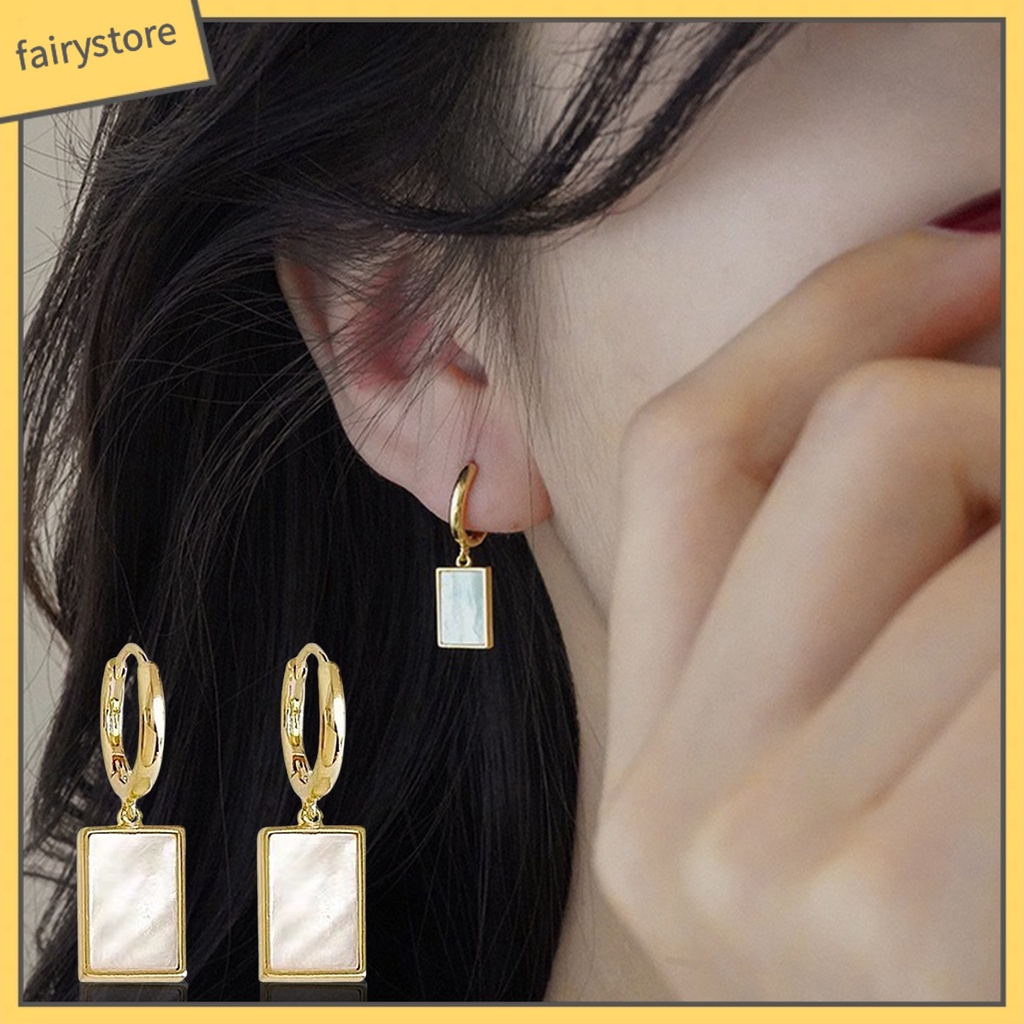 1 Đôi Bông Tai Treo Hình Học Bằng Thép Không Gỉ Chống Dị Ứng Màu Sắc Tương Phản Dành Cho Nữ