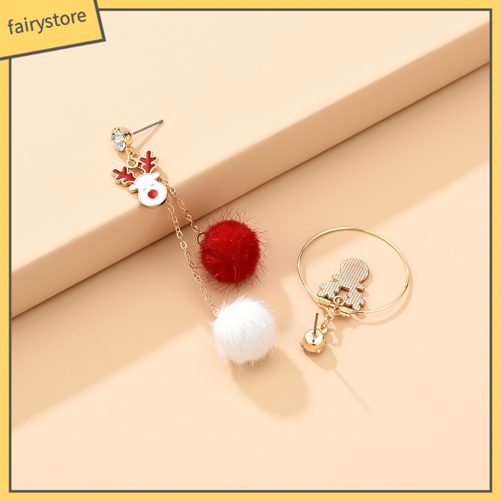 1 Đôi Bông Tai Hình Tuần Lộc Đính Đá Lấp Lánh Thời Trang