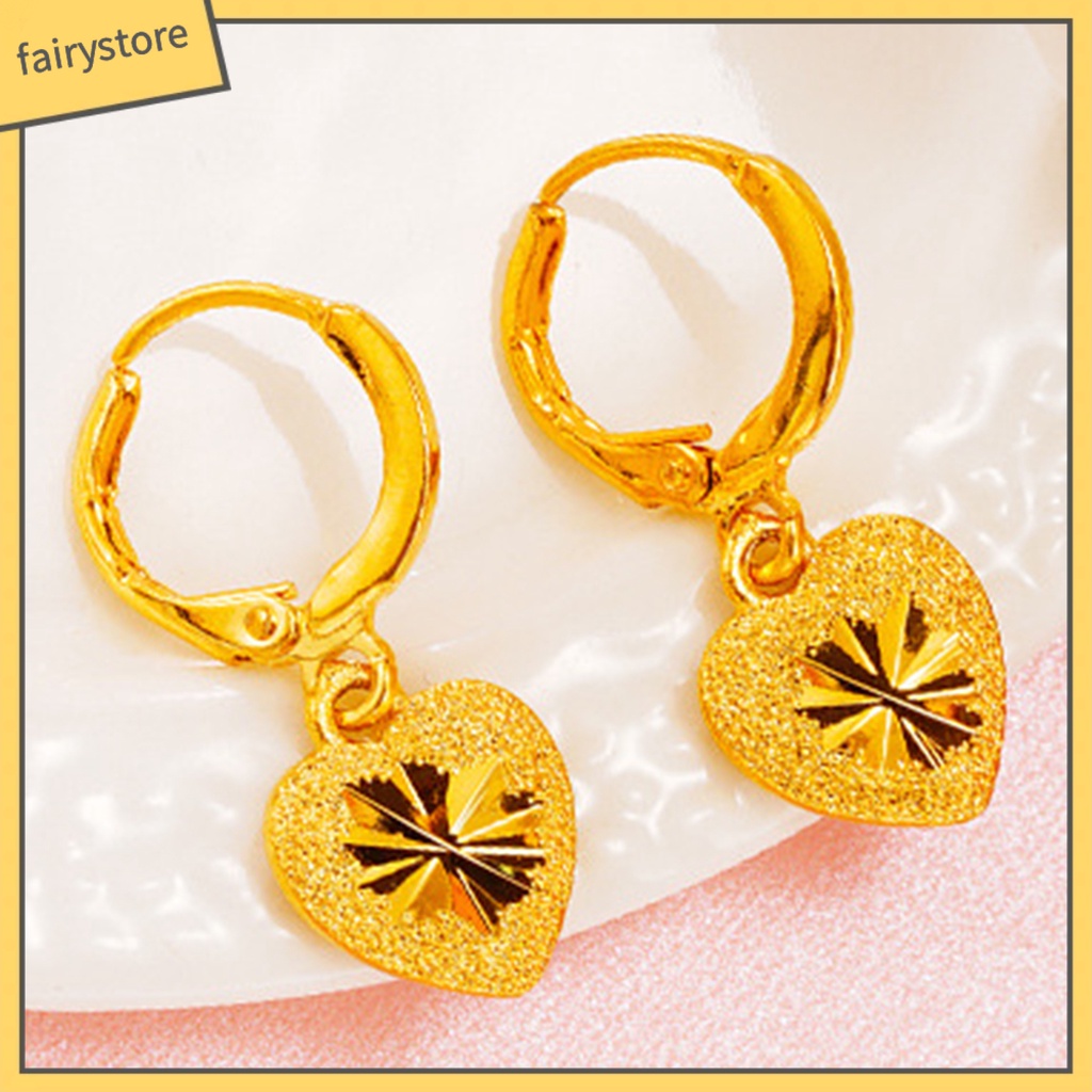 1 Đôi Bông Tai Hình Trái Tim Thiết Kế Đơn Giản Ngọt Ngào Cho Nữ