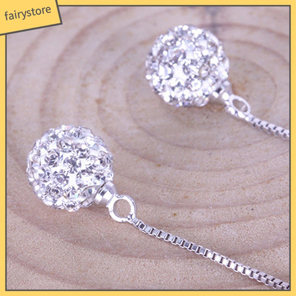 Bông Tai Dáng Dài Đính Đá Phối Tua Rua Sang Trọng Cho Nữ