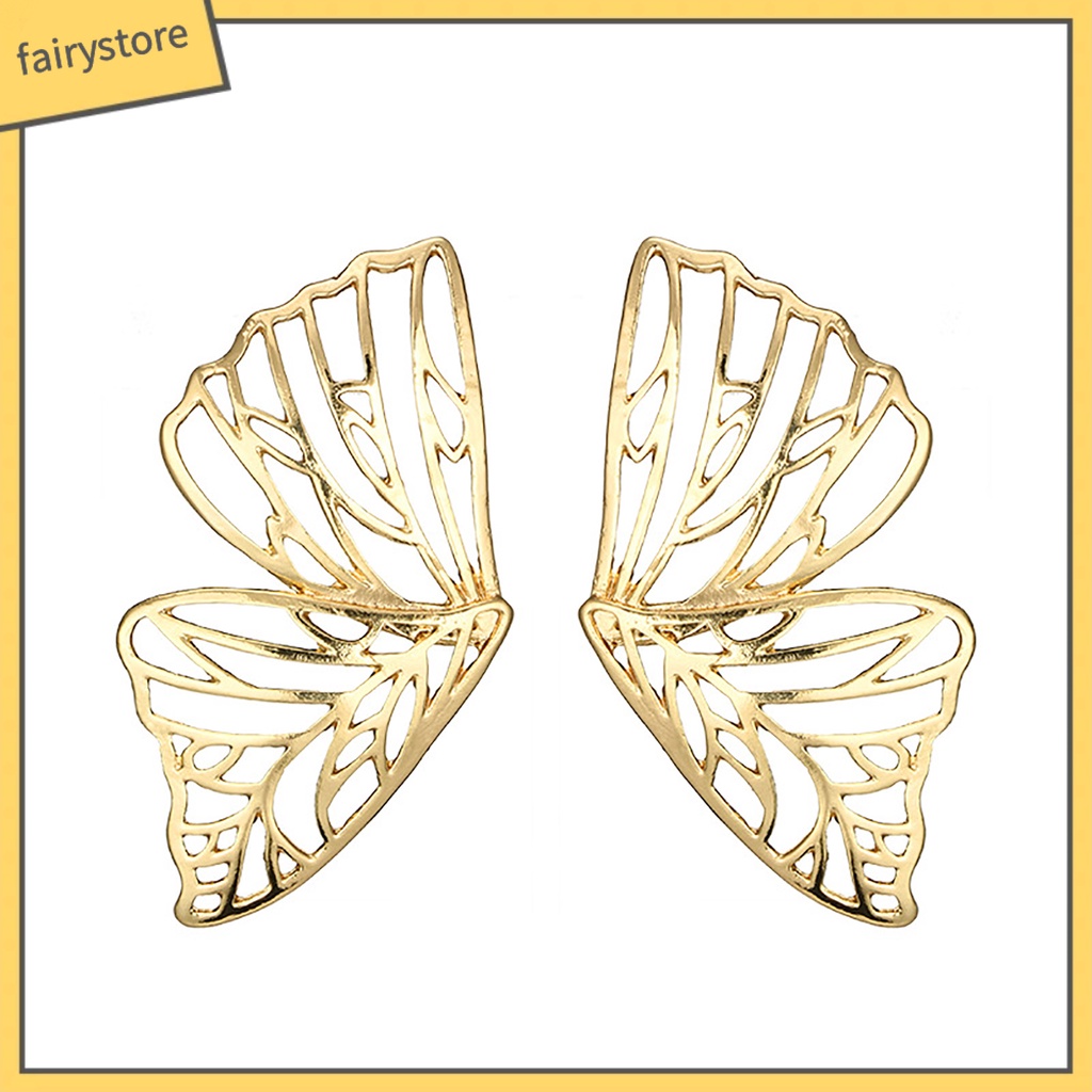 Bông Tai Hình Bướm Bằng Kim Loại Màu Trơn Thời Trang Dự Tiệc Cho Nữ