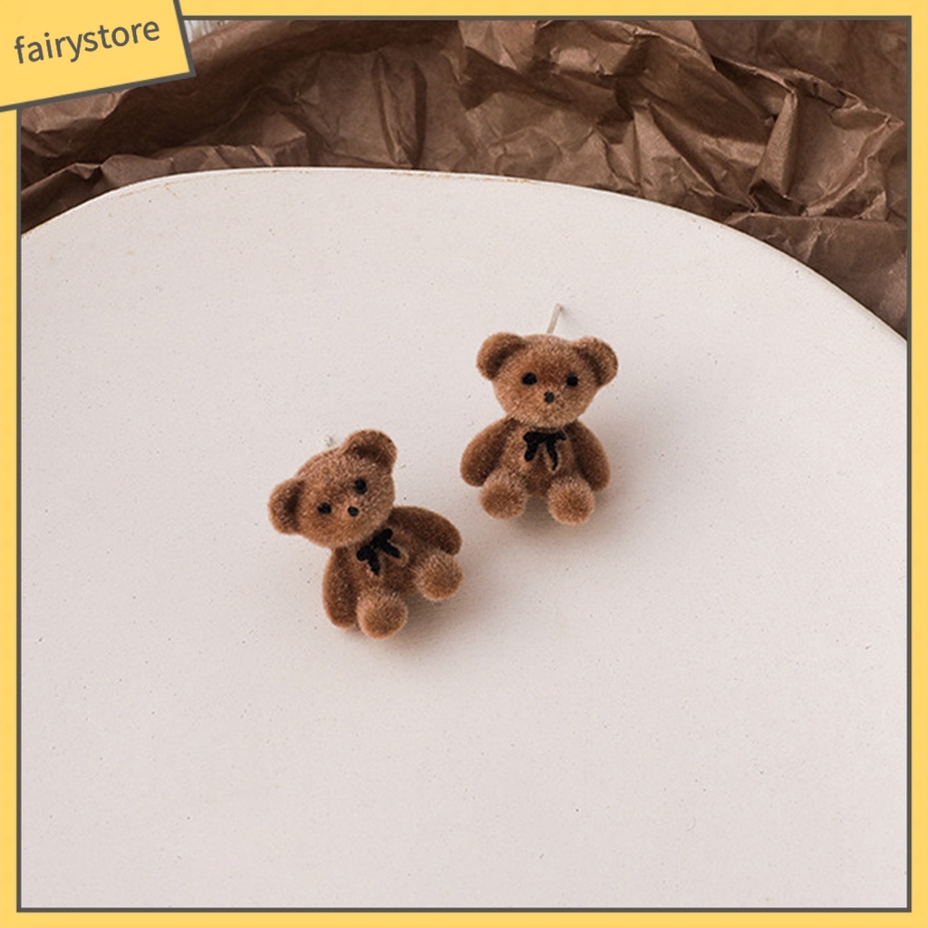 1 Đôi Bông Tai Hình Gấu Hoạt Hình Bằng Hợp Kim Cho Nữ