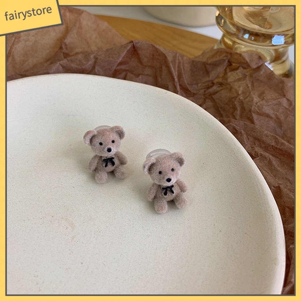 1 Đôi Bông Tai Hình Gấu Hoạt Hình Bằng Hợp Kim Cho Nữ
