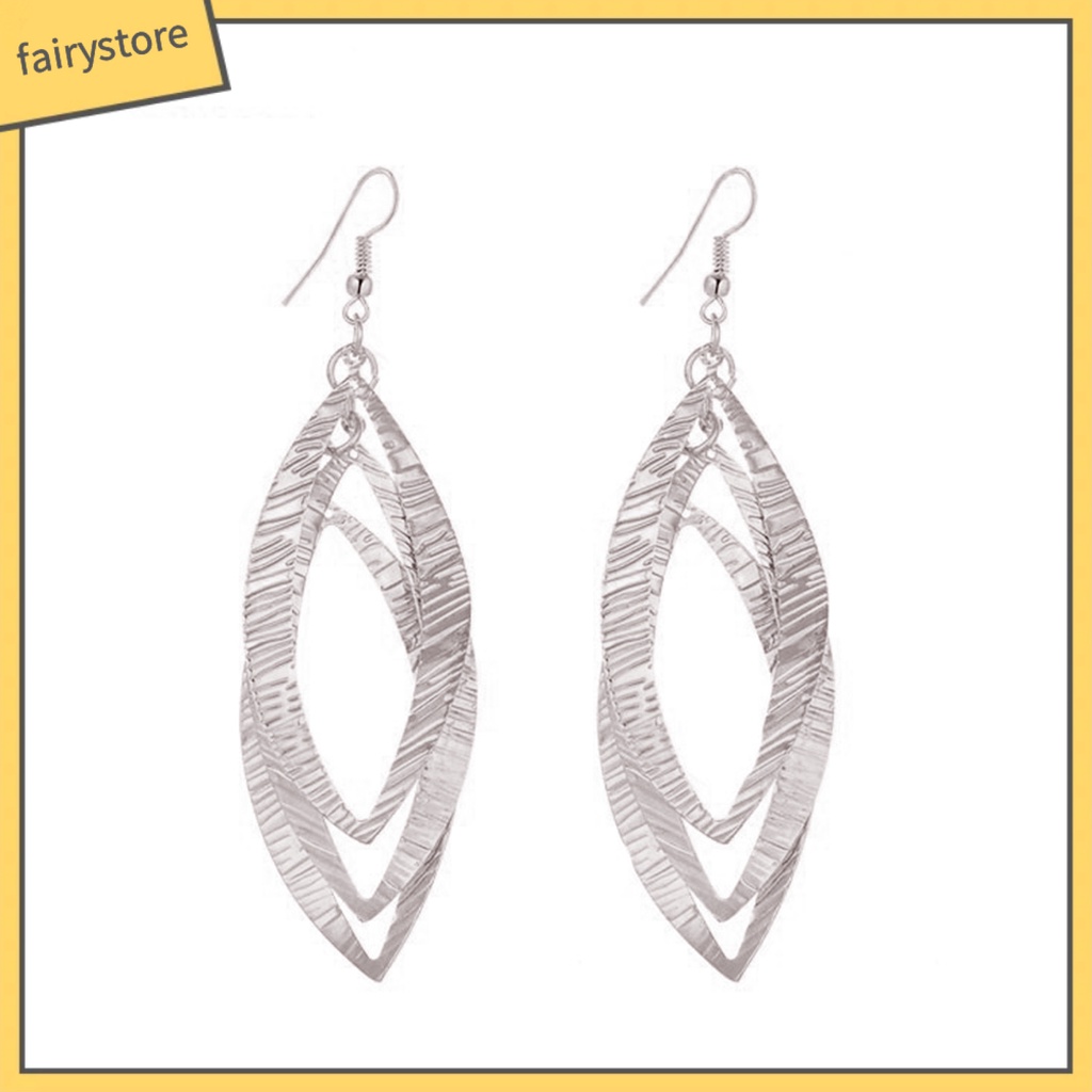 1 Đôi Bông Tai Dáng Dài Hình Chiếc Lá Bằng Hợp Kim Thân Thiện Với Da Chống Mòn Thời Trang Cho Nữ