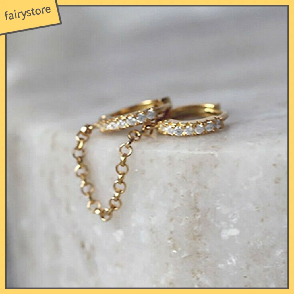 1 Đôi Bông Tai Tròn Đính Đá Zircon Thời Trang Dành Cho Nữ