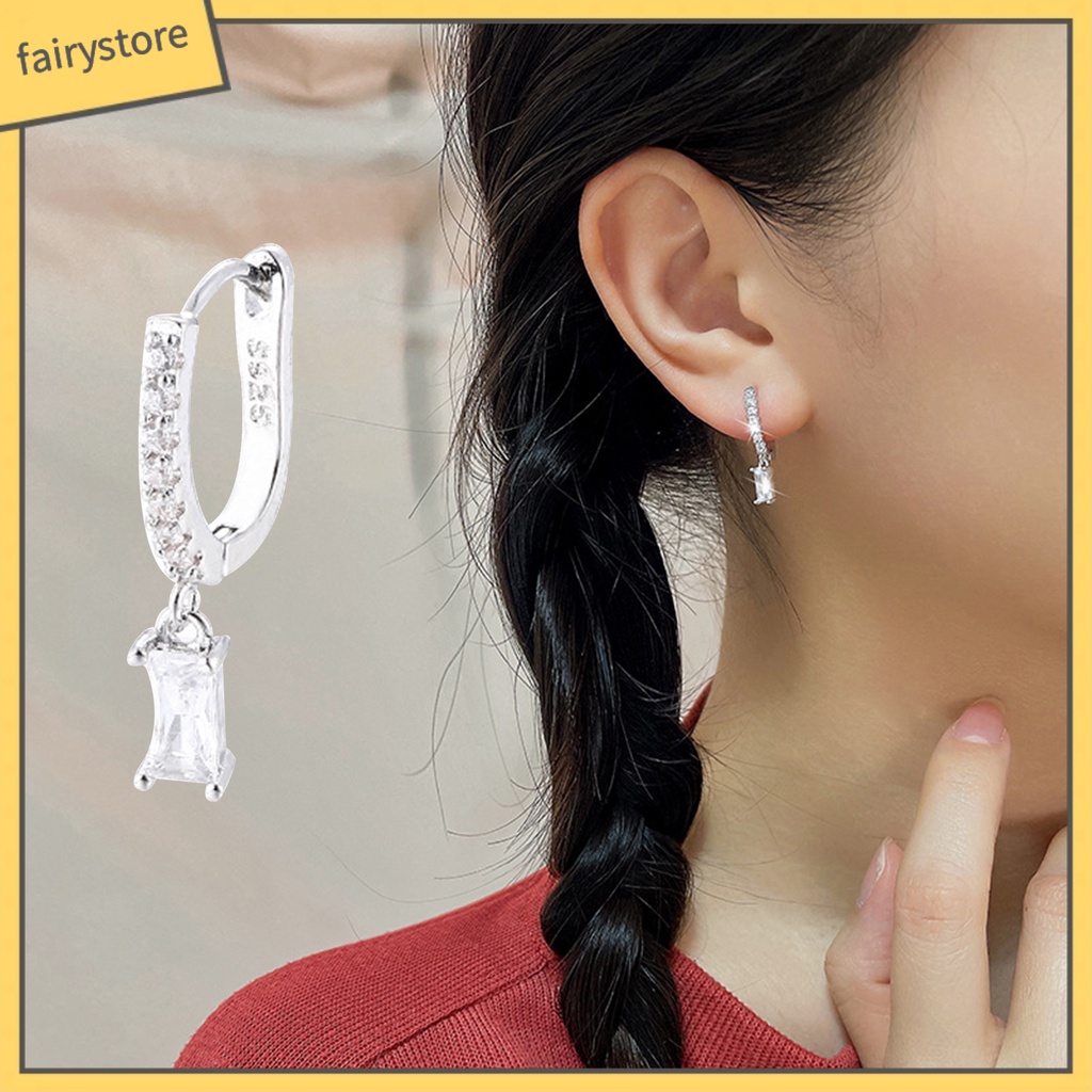 1 Bông Tai Chữ U Đính Đá Zircon Thời Trang Dành Cho Nữ