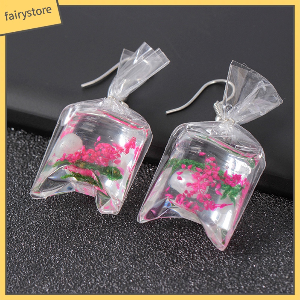 Bông Tai Nhựa Resin Trong Suốt Hình Sao Biển / Hoa Khô / Ngôi Sao Đáng Yêu Dành Cho Nữ