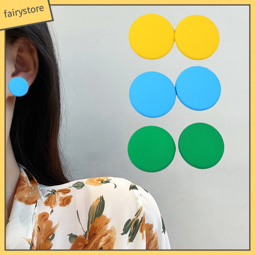 1 Đôi Bông Tai Hình Tròn Lớn Màu Kẹo Ngọt Thời Trang Dành Cho Nữ