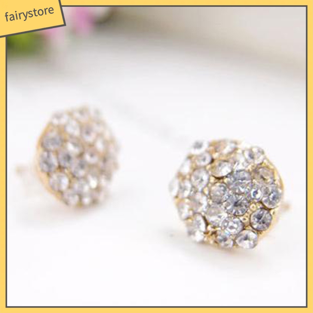 Bông Tai Tròn Đính Đá Toàn Diện Thanh Lịch Cho Nữ