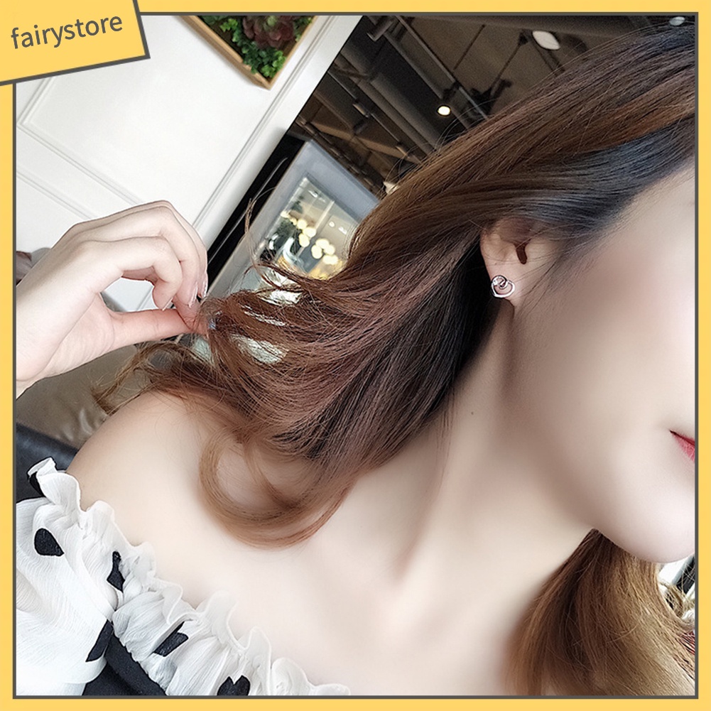 Bông Tai Hình Trái Tim Đính Đá Thời Trang Dành Cho Nữ